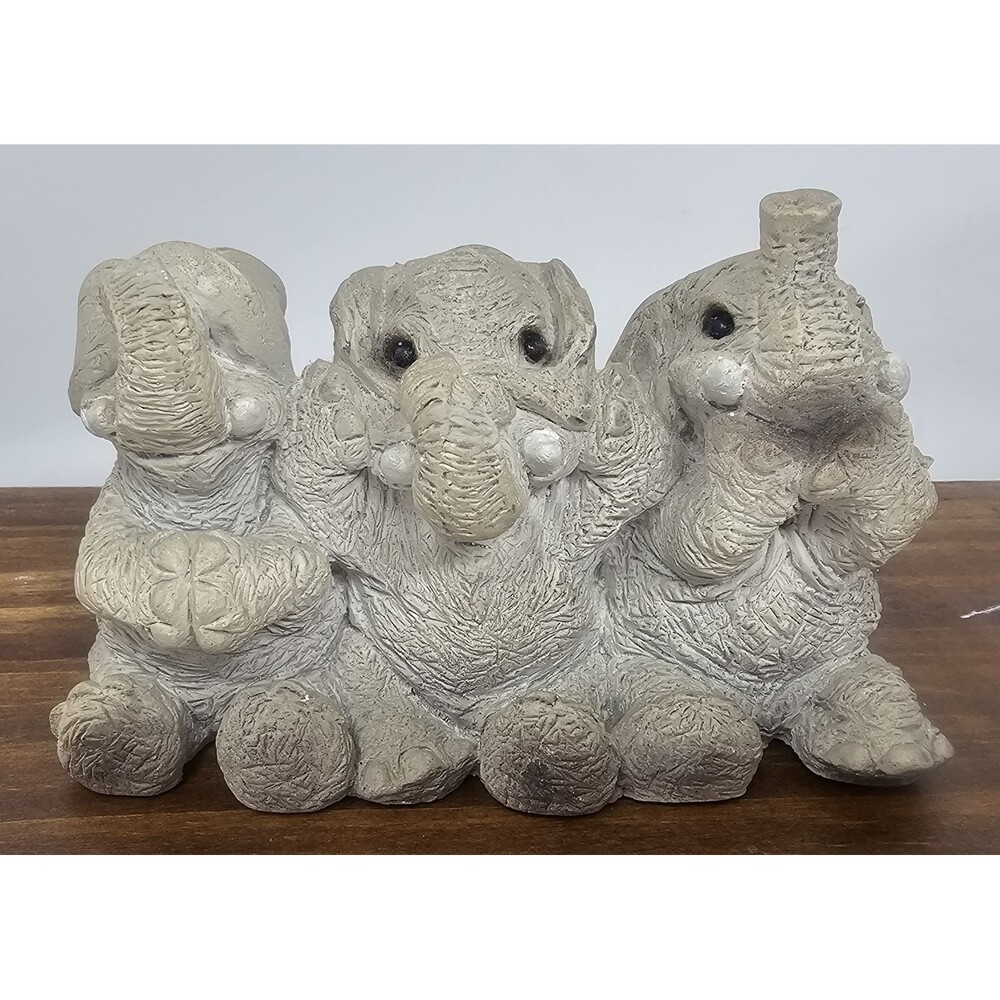 Stone Critters Elephants See, Hear, & Speak No Evil SC-423 Made in USA Vintage